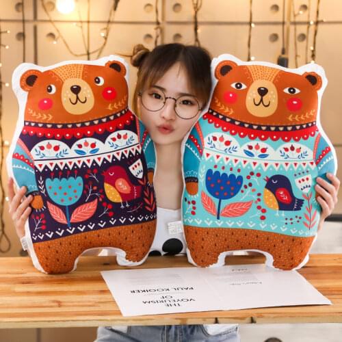 Cortoon Plush Toy Elephant Lion Pillow Soft Stuffed Animal Shape Cushion Crocodile Bear Fox Toy Kids Pillow Home Decoration Pad