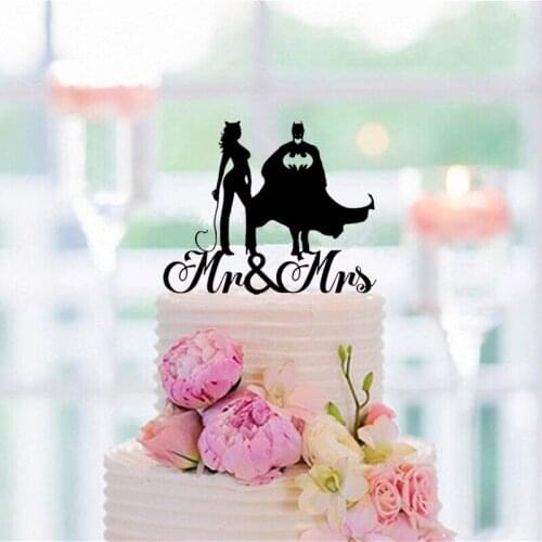 Man and hunter girl wedding cake topper Mr and Mrs Cake Toppers Mirror Gold, Black Acrylic Cake Accesory Decorating