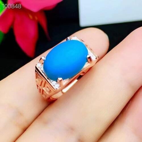 Man Ring 100% Natural and Real Turquoise Men Ring 925 sterling silver Wholesales Fine jewelry