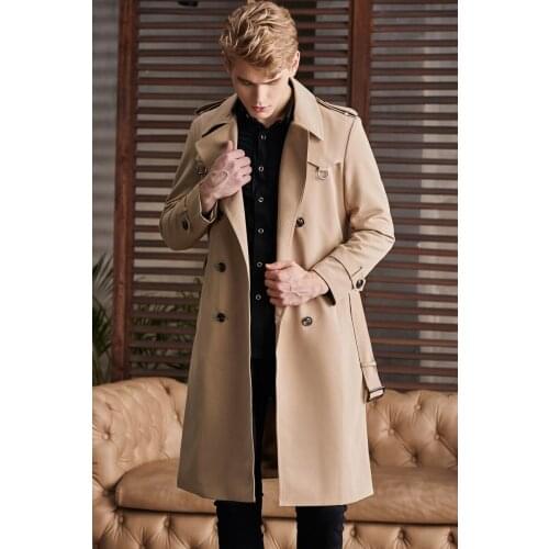 CHAOJUE 2020 England Fashion Extra Long Trench For Men Spring and Autumn Europe Khaki Windbreaker Male Business Causal Coat