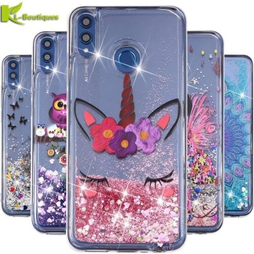 Soft Case on sFor Etui Huawei Honor 8X Cases for Huawei Honor 8X 8 X Case Cover Cartoon Glitter Dynamic Liquid Cover Coque Women
