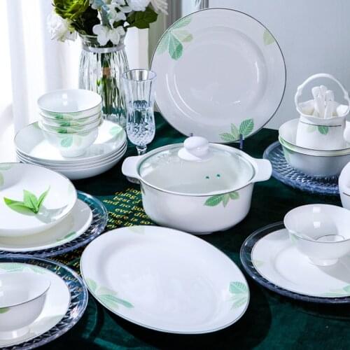 Jingdezhen Ceramic Dinnerware Set Kitchen Tableware Ceramic Plates and Dishes Bowls 60pcs combination Tableware Ceramic