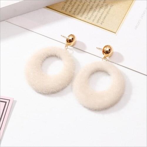 Kuziduocai New ! Fashion Fine Jewelry 6.3*4.2 cm Mink Gross Circle Stud Earrings For Women Halloween Christmas Gifts E-671
