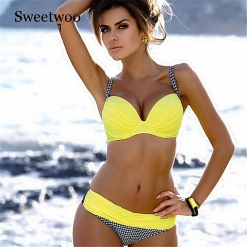 Swimwear Women Bikini S-XXL Biquini Swim Suit Underwire Push Up Swimsuit Female Beachwear Swimming Plaid Sexy Bikini Women