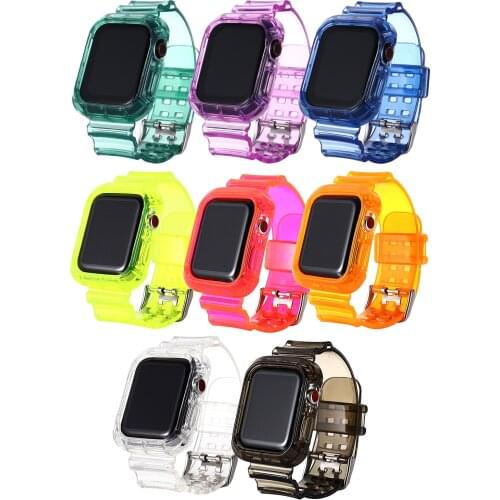 Clear 2 in 1 TPU Case Strap for Apple Watch 6 SE 5 40 44mm Transparent Silicon Sport Watch Band for iWatch 4 3 2 1 38 42mm Cover