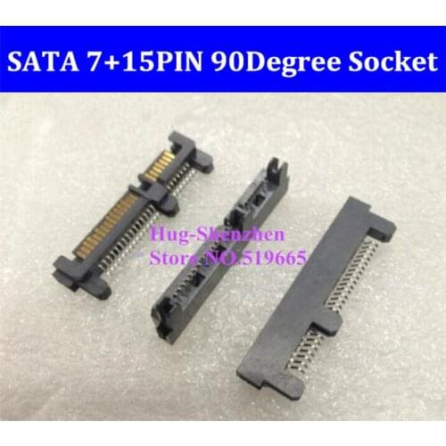 7+15Pin SATA hard disk interface socket connector 90 degrees leg