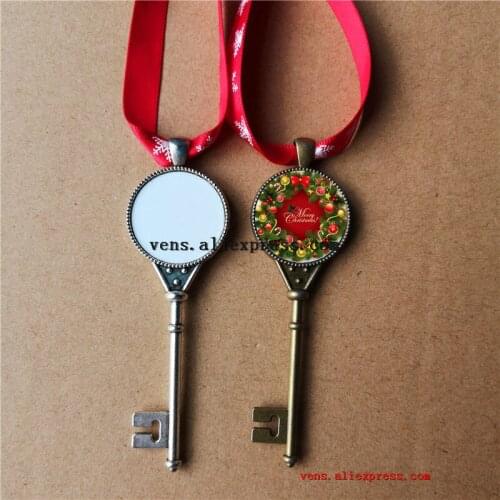 Sublimation christmas Santa Claus key shape personalized blank consumables hot transfer printing material 20pcs/lot