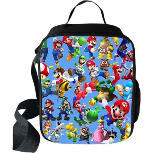 Anime Mario Bros Sonic Cooler Lunch Bag Cartoon Girls Portable Thermal Food Picnic Bags for School Kids Boys Lunch Box Tote