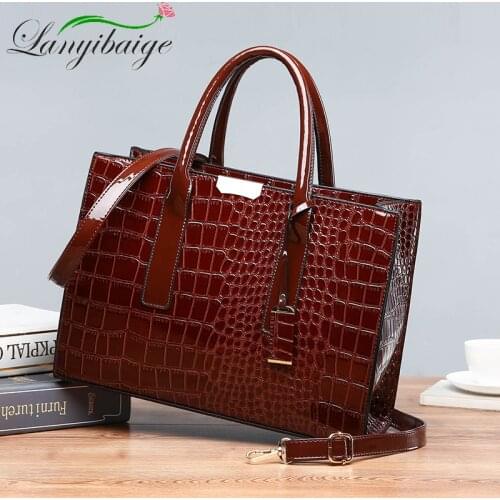 2021 Elegant Large Shoulder Bag Luxury High Quality Handbag Female Bag Designer Ladies 3-Piece Crocodile Pattern Handbag