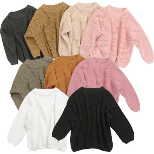 2021 Korea Style Kids Baby Boys Girls Sweaters Autumn Winter Warm Thick Soft Knited Solid Long Sleeve Tops Sweater Outwears 0-5Y
