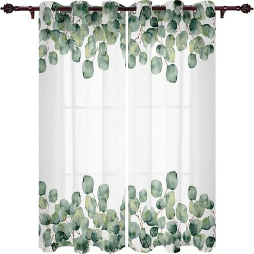 Tropical Plants Eucalyptus Leaves Modern Curtains for Living Room Luxury Window Treatments Bedroom Kitchen Curtains Drapes
