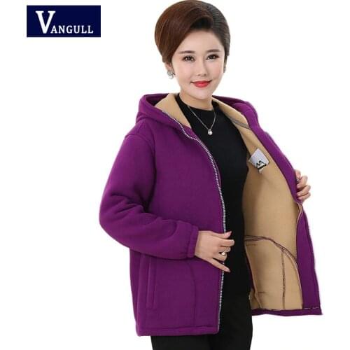 Vangull New Plus Size 5XL Winter Thick Fleece Jackets 2019 Slim Hooded Women Jacket Plush Liner Warm Casual Short Outwear Coat