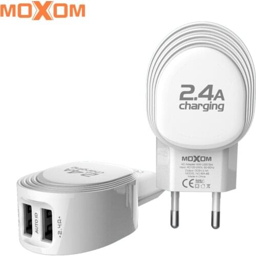 MOXOM Mobile Phone Charger USB Charger EU Adapter Wall Travel Charger Portable 2 Ports With USB Cable For iphone Xiaomi Samsung