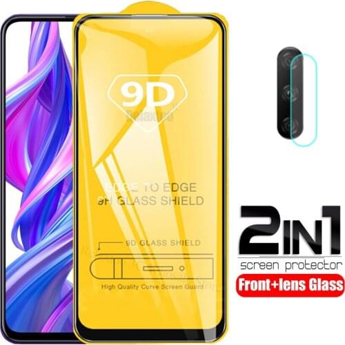 2in1 9D Full glue protective glass For huawei honor 9x Camera lens armor safety glass on honor 9 x honor9x STK-LX1 Premium Film