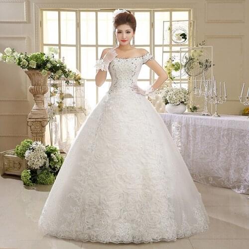 Wedding Dresses Illusion Boat-Neck Off The Shoulder Lace Tulle Short Embroidery Crystal Backless Sequined Women Bride Gown GB076