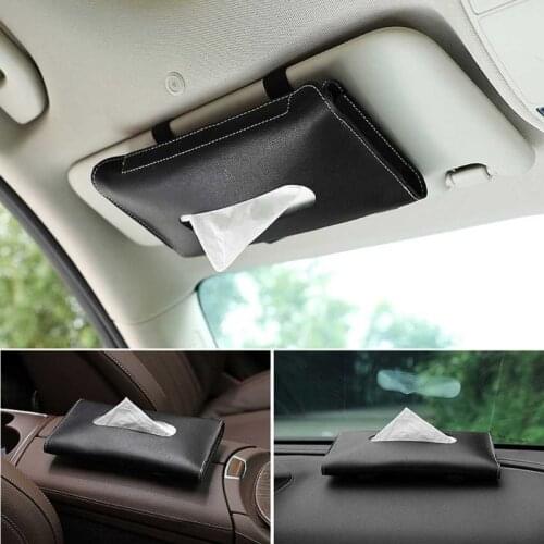 1 Pcs Car Tissue Box Towel Sets Car Sun Visor PU Leather Tissue Box Holder Auto Interior Storage Decoration Car Interio