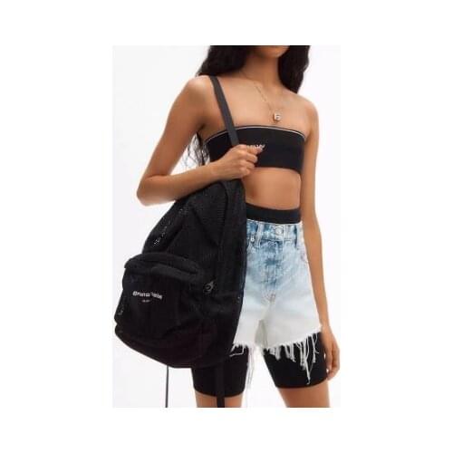 114875 Brand Fashion Classic Quality Luxury Designer Mesh Hollow Backpack Computer Backpack Large Capacity Women Men Bag A2