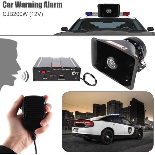 12V 200W 9 Tone Loud Auto Car Siren Horn Warning Alarm Police Siren Horn Speaker with Microphone MIC System