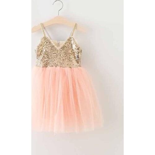 2017 Lace Hem Sleeveless Girls Princess Dress Tull Sequined Slip Dress For Kids Boutique Costume 5pcs/lot wholesale Pink Red