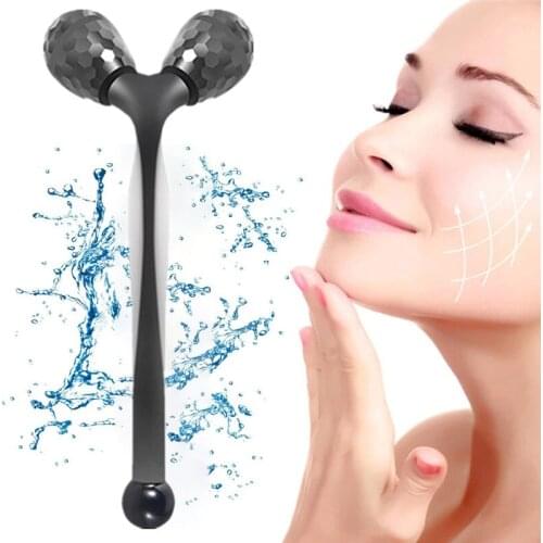 3D Black Handheld Y Shape Roller Massager Facial Skin Care Wrinkle Remover 360 Rotate Beauty Tool