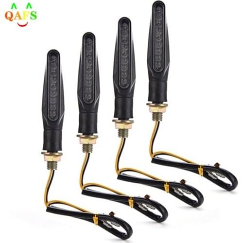 4pcs/lot Universal Motorcycle Led Turn Signal Indicators Flowing Water Flicker Blinkers Flexible Bendable Amber Light Lamp