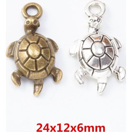 40 pieces of retro metal zinc alloy tortoise pendant for DIY handmade jewelry necklace making 7280