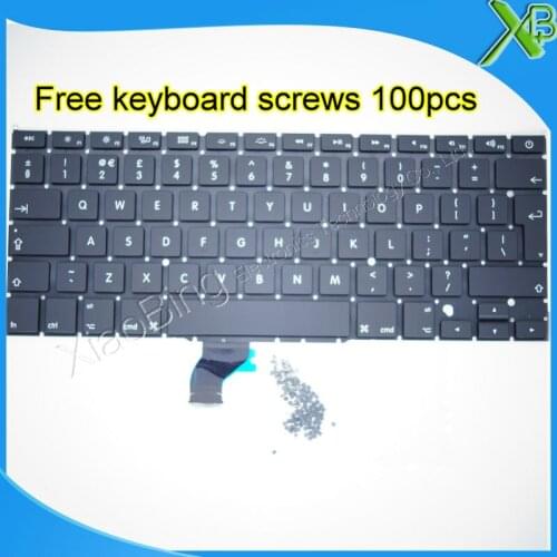 5PCS---Brand New UK keyboard+100pcs keyboard screws For MacBook Pro Retina 13.3" A1502 2013-2015 Years