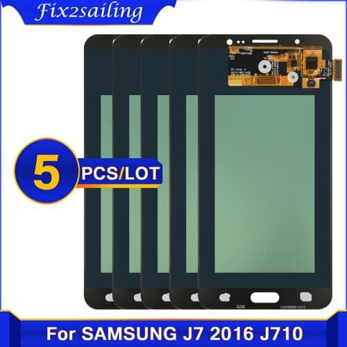 5 piece Original Super Amoled For Samsung Galaxy J7 2016 J710 SM-J710F J710M J710H LCD Display Touch Screen Digitizer Assembly