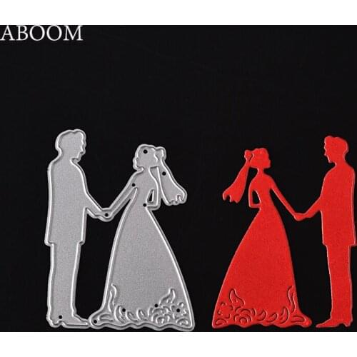 ABOOM New 1PC Carbon Steel Bride Groom Lover Cutting Dies Stencils Decorative Embossing Wedding Scrapbooking Paper Cards Stencil
