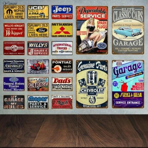 Car Oil Tyres Filters Service & Repair Metal Poster Vintage Garage Decor Retro Tin Sign Wall Art Carft Man Cave Decoration YA036