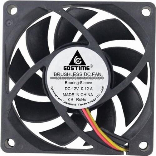 20pcs Gdstime 12V 3PIN 7CM 70X70X15MM DC Brushless Computer Cooling Cooler Fan Industry Axial Fan
