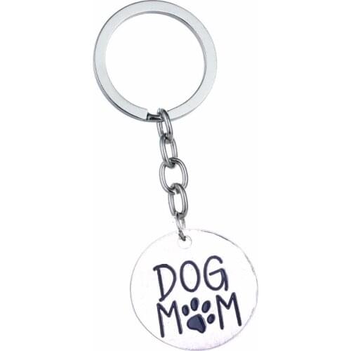 Bespmosp 12PC/Lot Dog Mom Pet Paws Pendant Keychain Keyring Women Mommy Family Love Charm Chain Jewelry Mothers Day Gifts