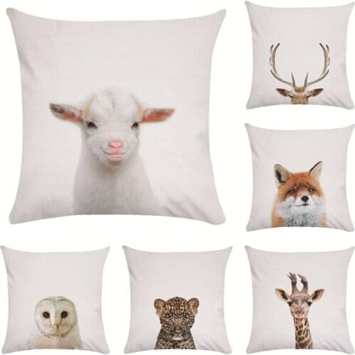 Animal Head Photo Series Cushion Cover Sofa Short Plush Pillow Cover Colorful Pillowcase Fresh Soft Home Decor