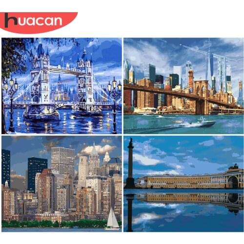 HUACAN Paint By Number City Landscape Drawing On Canvas HandPainted Art Gift DIY Pictures By Number Night Kits Home Decoration