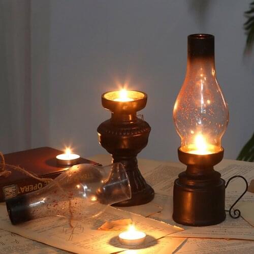 Retro Kerosene Lamp Candelabra Wedding Centerpieces Candle Holders Home Living Room Table Center Decoration Vintage Figurine