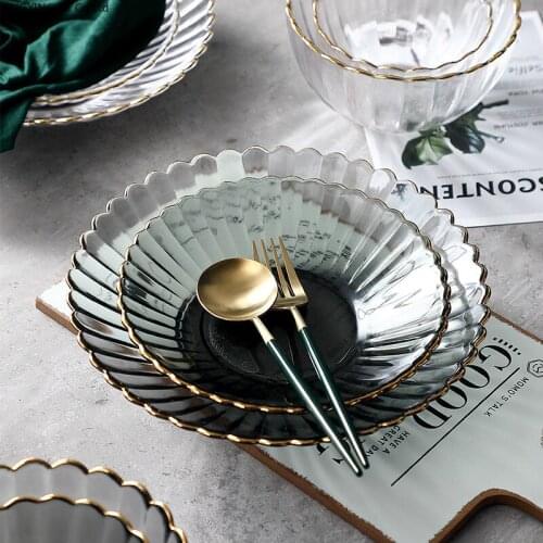 Creative Phnom Penh Glass Fruit Plate Living Room Household Modern Dinner Plate Bowl Snacks Candy Dried Fruit Dessert Plate