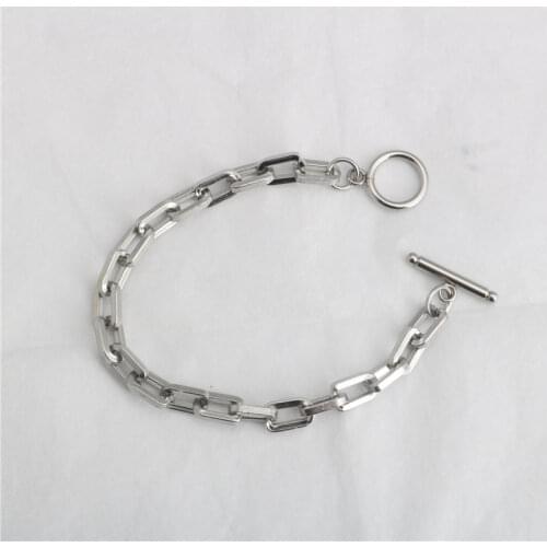 Fashion long flat thick mouth O-shaped titanium steel stainless steel bracelet hip-hop trend stainless steel bracelet hot sale