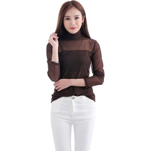 Muslim high collar stitching joker sexy female gauze render unlined upper garment shirt