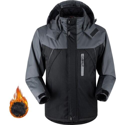 Thicken Winter Fleece Jacket and Coats Outwear Waterproof Windproof Warm Climb Mountain Jacket Mens Windbreaker Down Parkas
