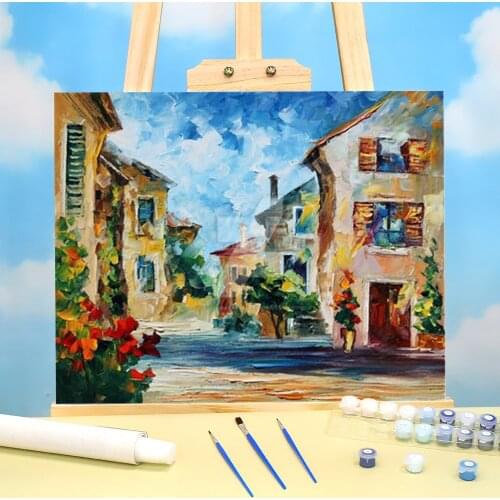 Oil Painting Style Italy Painting By Numbers Complete Kit Acrylic Paints 50*70 Picture By Numbers Photo Handiwork
