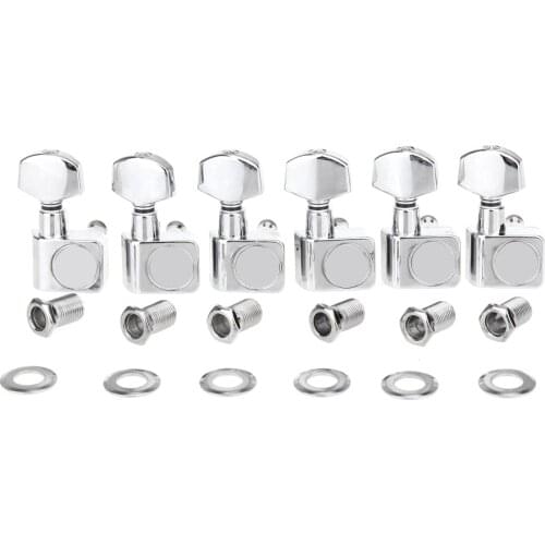 Musiclily Pro 6-in-line 2-pins Sealed Guitar Tuners Machine Head Tuning Pegs Set for Fender Strat/Tele, Chrome