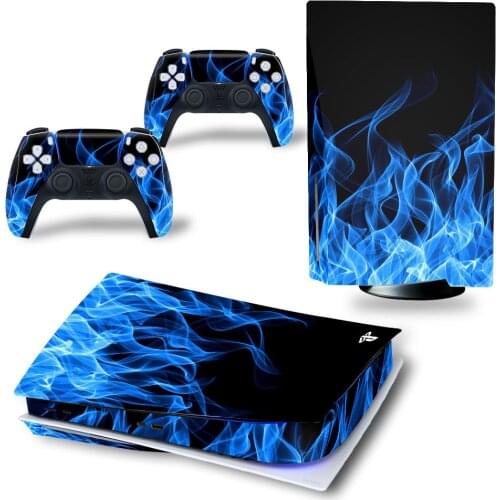 Blue Color Skin Sticker for PS5 Console Standard Disc Edition Decal Cover for PlayStation 5 Controller PS5 Skin Sticker