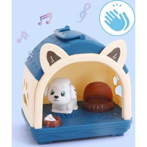 New Childrens Electric Dog Cage Toy Luminous Musical Toys Voice Control Cage Baby Toys Simulation Small Animals For Children