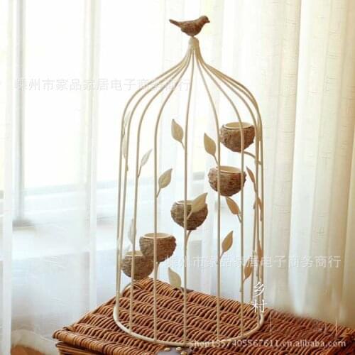 New Mediterranean countryside off-white paint Birdcage Iron Candlestick Candlestick classical ideas