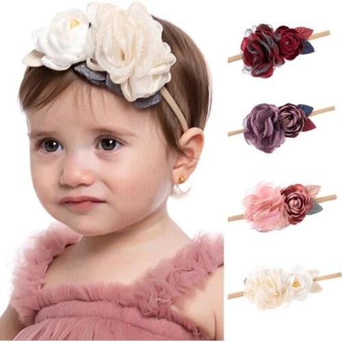 Chiffon Flower Hair Clips Pins Kids Lace Flowers Hairpins Pins For Baby Girls Clip Accessories Headbands For Young Girls