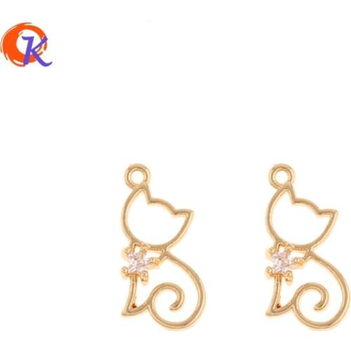 Cordial Design 30Pcs 9*17MM Jewelry Accessories/Hand Made/CZ Charms/Cat Shape/Genuine Gold Plating/DIY Making/Earring Findings