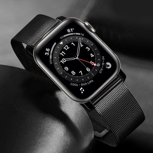 Mesh Loop for apple watch 6 5 4 se 44mm 40mm band Stainless Steel Bracelet for iwatch 3 42mm 38mm Double Buckle Sports correa