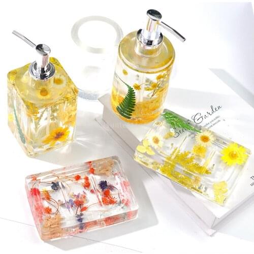 Silicone Pump Bottle Mold For Cosmetic Perfume Hand Soap Bottle Mold Storage Box Ornaments DIY Resin Craft with 2 Pumps