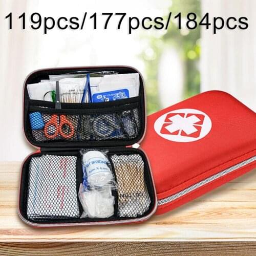 119/177/184Pcs Portable Multi-Layer First Aid Kit Pouch Outdoor Travel Home Car Medicine Bag Box Emergency First Aid Kit