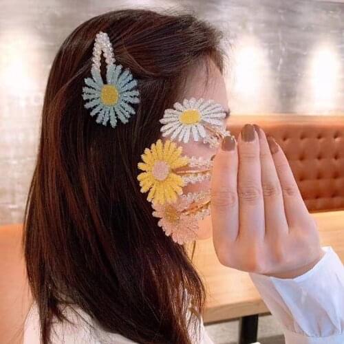 Super Flash Crystal Sun Flower Barrettes Hairpin Ins Simple Slides Small Daisy Bangs Snap BB Clips Hair Accessories for Women